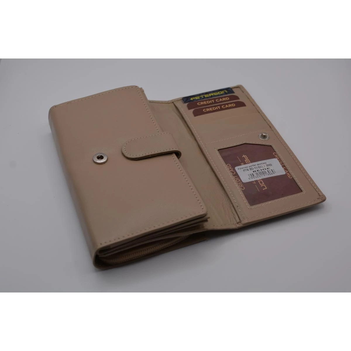 BD11 Peterson pénztárca belül plusz kártyás brifkó beige