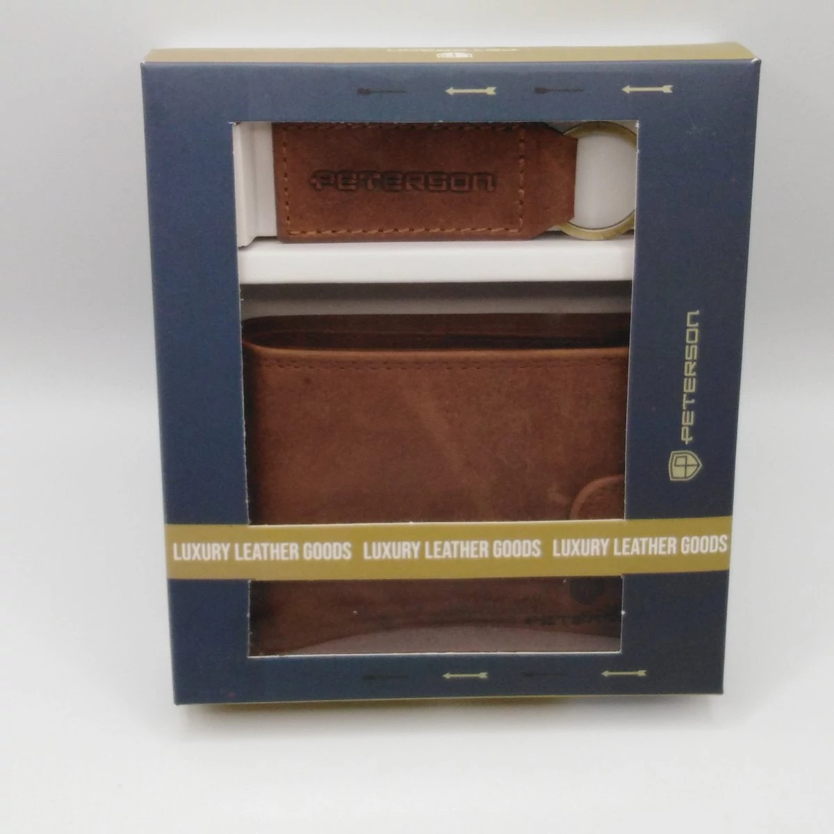 N003L Peterson pénztárca + kulcstartó szett cognac
