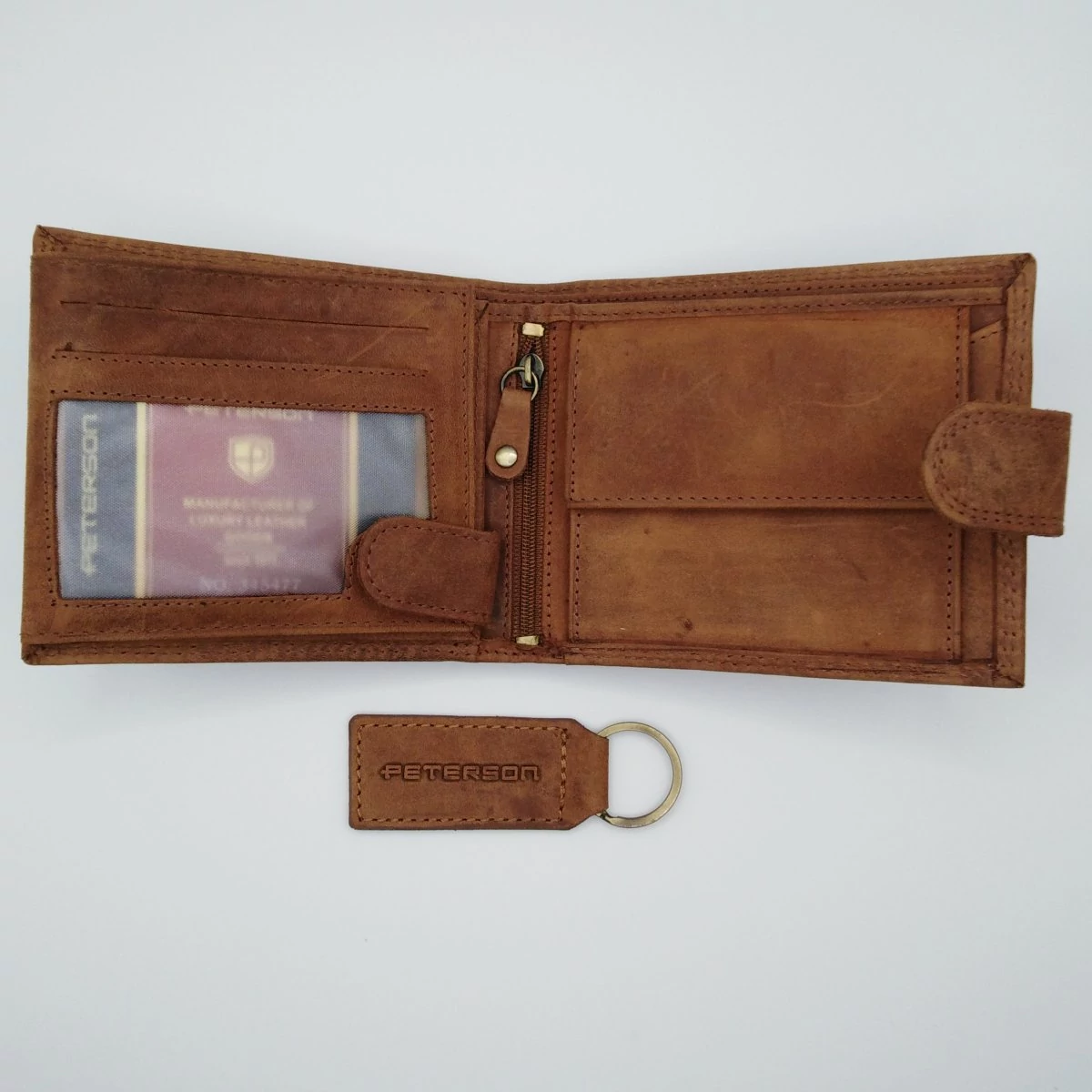 N992L-CHM Peterson pénztárca + kulcstartó szett cognac