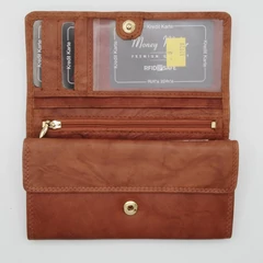 12129B Money Maker pénztárca  patentos brifkó cognac