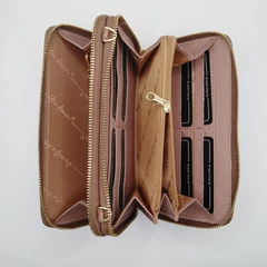 5276-11 Jennifer Jones pénztárca dupla cippes vállpánttal beige