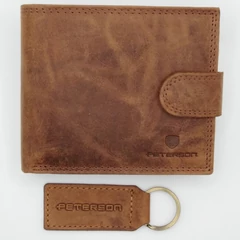 N992L-CHM Peterson pénztárca + kulcstartó szett cognac