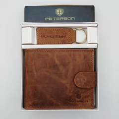 N992L-CHM Peterson pénztárca + kulcstartó szett cognac